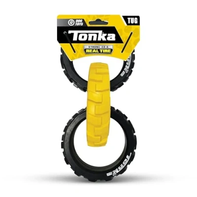 Immagine di Nerf Dog Giocattolo per cani in gomma a 3 anelli, leggero, durevole e resistente all&#039;acqua, 26 cm, razze medie/grandi, unità singola, giallo/nero