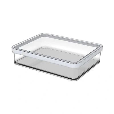Immagine di Rotho Loft Contenitore Rettangolare con Coperchio e Guarnizione, Plastica (SAN) senza BPA, Trasparente/Bianco, 1 L, 20.0 x 15.0 4.8 cm