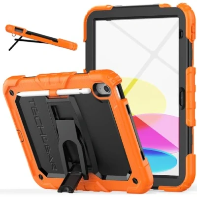 Immagine di TECHGEAR Custodia ArmourSHIELD per Apple iPad 10a Generazione 10.9&quot; / 10 2022 Antiurto Pesante Tutto Il Corpo con Supporto Pieghevole, Protezione Lo Schermo e portapenne, custod