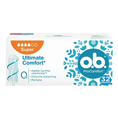 Immagine di O.b. Assorbenti Interni, ProComfort Super, Flusso Intenso, Tamponi Inserimento e Rimozione facile, 1 Confezione da 32 pz