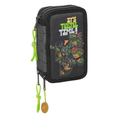 Immagine di Safta Tartugas Ninja astuccio scolastico con 36 strumenti inclusi, per bambini, ideale bambini dai 5 ai 14 anni, comodo e versatile, qualità resistenza, 12,5 x 5,5 19,5 cm, colore: