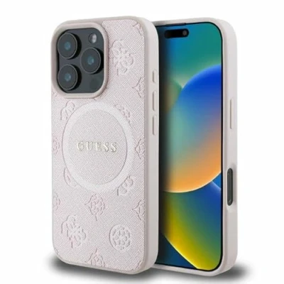 Immagine di CG Mobile Guess GUHMP16XPSAPSMEP Custodia rigida per iPhone 16 Pro Max 6.9&quot;, con logo Saffiano Peony Classic