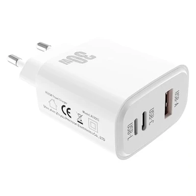 Immagine di Caricatore USB C, Ricarica 30W Caricabatterie Alimentatore 3 Porte (USB C+USB L+USB A) Presa C PD 3.0 Super Veloce,Tipo Charger Spina per iPhone Galaxy Pixel Tablet ECC