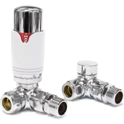 Immagine di Team Controls Valvola termostatica angolare per termosifone e portasciugamani TRV, con detentore, cromata, 15 mm x 1/2&quot;