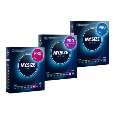 Immagine di MY.SIZE preservativi Pro da 6, 7, 8 64, 69, 72 mm, XL e XXL, 3 x Vestibilità perfetta dimensioni adatte a tutti