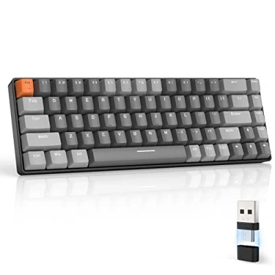 Immagine di MAGIC REFINER RK68 Tastiera Gaming Meccanica, 60% Wireless 2.4Ghz/Bluetooth 5.0, Apex Pro Mini Hot Swappable 68 Tasti Interruttore Blu con Ricevitore 2 in 1 per PC/MAC/Smartphone, QWERTY US