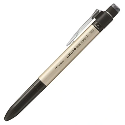 Immagine di Tombow Mono Graph Multi Penna a sfera 2 colori da 0,5 mm + matita meccanica mm, oro (CPA 161B)