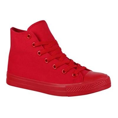 Immagine di Elara Sneaker Unisex Sport High Top Scarpe da Ginnastica Chunkyrayan Tutto Rosso 014 ZY9031 Red 38