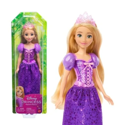 Immagine di Mattel Disney Princess Rapunzel bambola vestita alla moda con capi e accessori scintillanti ispirati al film, giocattolo per bambini, 3+ Anni, HLW03