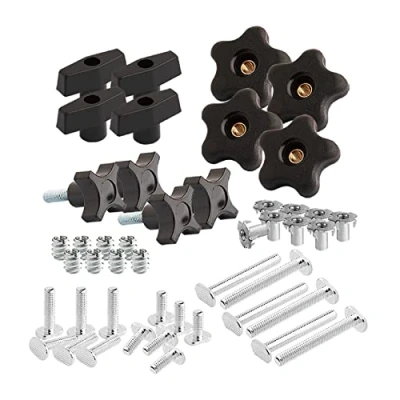 Immagine di POWERTEC 71173 Kit manopola a T, bulloni filettati 1/4 20 e rondelle, set da 46 pezzi, accessori per binari maschere apparecchi la lavorazione del legno