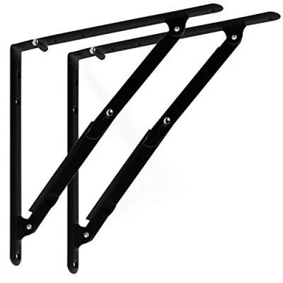 Immagine di 1 Paio SO TECH® Reggimensola Pieghevole Prolunga da Tavolo / 305 x 27,5 mm/Acciaio nero/con Arresto/Capacità di