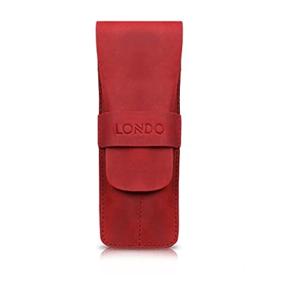 Immagine di Londo Astuccio Porta Penne e Matite con Linguetta in Vera Pelle, Borsa per cancelleria, due scomparti