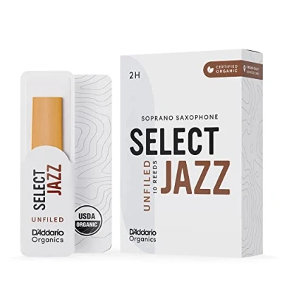 Immagine di D&#039;Addario Organic Select Jazz Unfiled Soprano Ance per Sassofono Sax 2 Duro, 10 Pacchetto