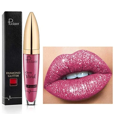 Immagine di 18 Color Diamond Glitter Lipgloss Rossetto liquido opaco lucido, lucidalabbra a lunga durata Coppa antiaderente Rossetti naturali morbidi e confortevoli (06)