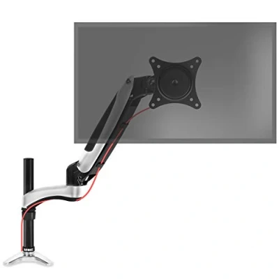 Immagine di Duronic DM651X2 BK Braccio per un monitor da 15 a 27 pollici Supporto schermo singolo Inclinazione e altezza regolabile VESA 75 100 Con tensione gas PC morsetto