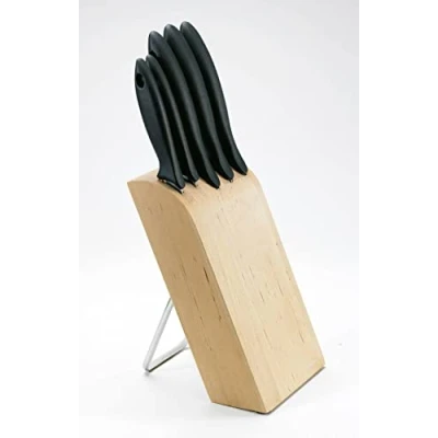 Immagine di Fiskars Ceppo per Coltelli Essential con Coltello Verdura, Spelucchino, da Cuoco, Santoku Cuoco e Pane, L x I H: 8 16 38 cm, Legno di Betulla, 1023782