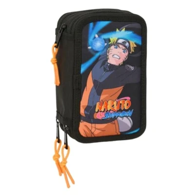 Immagine di Safta Naruto astuccio scuola con 37 utili inclusi, per bambini, ideale bambini dai 5 ai 14 anni, comodo e versatile, qualità resistenza, 12,5 x 5,5 19,5 cm, Nero, M, Casual