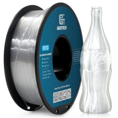 Immagine di GEEETECH PETG filamento da 1,75 mm, trasparente per stampanti 3D, spool, trasparente, precisione dimensionale +/ 0,02 mm