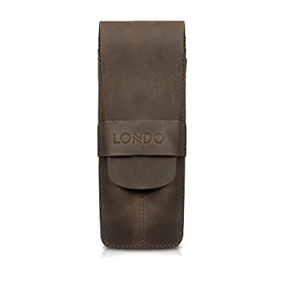 Immagine di Londo Astuccio Porta Penne e Matite con Linguetta in Vera Pelle, Borsa per cancelleria, due scomparti