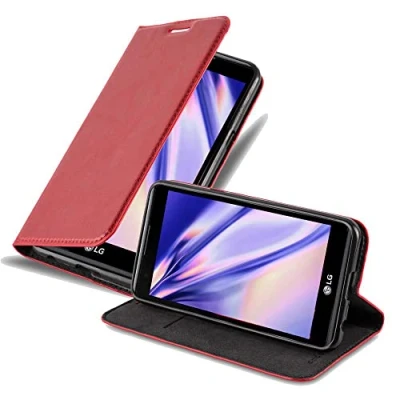Immagine di Cadorabo Custodia Libro per LG X Power in Rosso Mela con Vani di Carte, Funzione Stand e Chiusura Magnetica Portafoglio Cover Case Wallet Book Etui Protezione