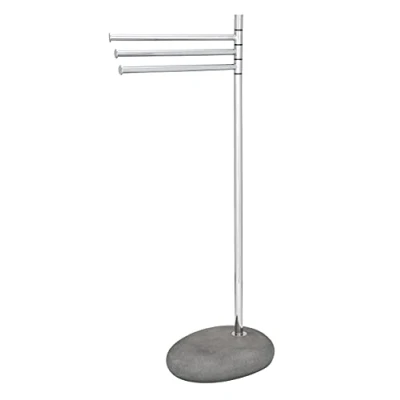 Immagine di WENKO Portasciugamani Pebble Stone grigio con 3 bracci mobili Cromo
