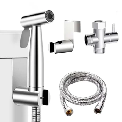 Immagine di WEIDMAX Spruzzatore per Bidet Tenuto in Mano Kit Nichel Spazzolato Acciaio Inox Rondella Pannolini Stoffa Portatile doccia a Prova di Ruggine