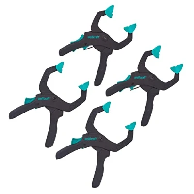 Immagine di wolfcraft Set di morsetti a cricchetto Per hobby e lavori artigianali, 4 pezzi I 8625000 potenti applicazioni serraggio con larghezza 40 o 60 mm