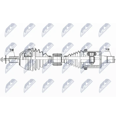 Immagine di NTY NPW VV 115 Albero motore / Semiasse Assale anteriore Sx 528 Trasmissione automatica VOLVO: V60 I, S60 II, V70 3