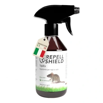 Immagine di RepellShield Repellente Topi Auto, Cavi Elettrici, Soffitta 250ml Non Macchia Dissuasore per da Esterno e Interno Formula Naturale con Olio di Menta Piperita Topi, Ratti Roditori