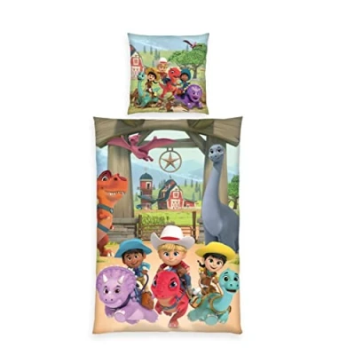 Immagine di Herding Set di Biancheria da Letto Dino Ranch, Federa 80 x cm, Copripiumino 135 200 Con Cerniera Scorrevole Qualità, Cotone