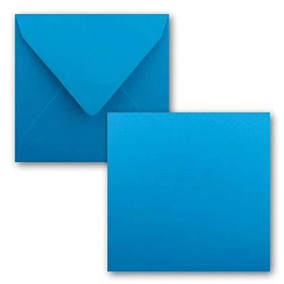 Immagine di FarbenFroh® by GUSTAV NEUSER® Set di 25 biglietti singoli, quadrati, 15 x cm, con buste, blu azzurro, per auguri e molto altro ancora.