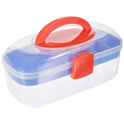 Immagine di Rayher Contenitore Portaoggetti con Coperchio e Manico, Inserto A Scomparti, 27.8 x 12.1 13.1 cm, per Organizzare Sistemare Gioielleria, Materiali Cucire Scrapbooking