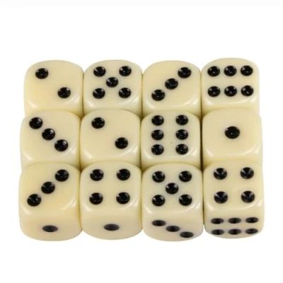 Immagine di GICO 12 dadi da gioco standard bianchi cubo oculare 16 mm in PVC 5955