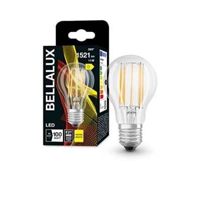 Immagine di BELLALUX Lampada LED, Base E27, Bianco caldo (2700K), Filamento chiaro, Forma della lampadina, Sostituzione per lampadina convenzionale 100W, 1 confezione