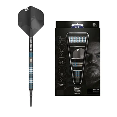 Immagine di Target Darts Adrian Lewis Black 90% Tungsten Darts, 18G Soft Tip Dart Set, Professional Sets, Pixel Tip, Electronic Set