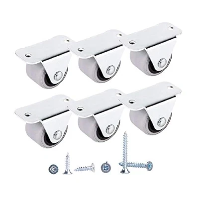 Immagine di Castors set di 6 ruote piccole in gomma da 30 mm, per mobili, non girevoli, ruote, attrezzature e apparecchiature piccole, viti incluse,