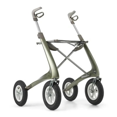 Immagine di byACRE Carbon Overland Deambulatore rollator per sterrato in carbonio Grandi ruote pneumatiche Leggero, di soli 6,7 kg Pieghevole e con sedile