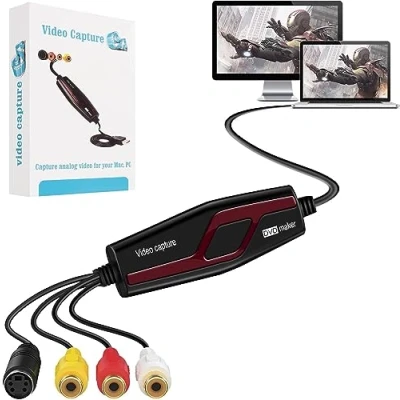 Immagine di Scheda di acquisizione video USB 2.0, dispositivo RCA a USB, convertitore digitale Grabber per salvare file digitali Mac OS X Windows 7 8 10 PC, One Touch VHS VCR TV
