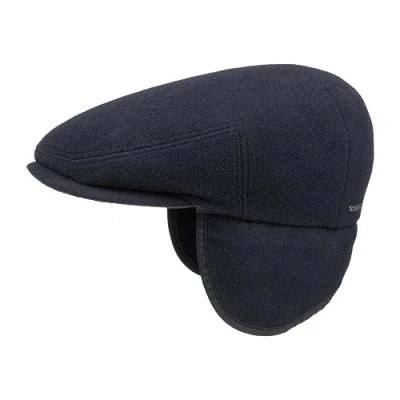 Immagine di Stetson Kent Wool Cuffia da Uomo/Donna con Paraorecchie Made in EU Flatcap Tesa, Paraorecchie, Fodera, Inverno Autunno M (56 57 cm) Blu