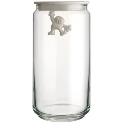 Immagine di Alessi Storage Jar Gianni A Little Man Holding On Tight AMDR06 W White 1.4 L by Mattia Di Rosa