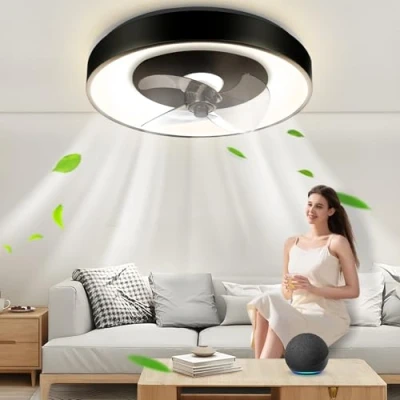 Immagine di Aigostar Ventilatore Soffitto Alexa, LED 40W, 4400LM, 2700K 6500K Dimmerabile, da con Luce 6 Velocità, φ50CM, Telecomando e Gateway