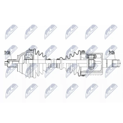 Immagine di NTY NPW VW 133 Albero motore / Semiasse Assale anteriore Sx 563 Trasmissione automatica VOLKSWAGEN: Tiguan I, AUDI: Q3