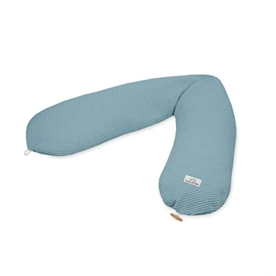 Immagine di Julius Zöllner Wafffelpique, cuscino da allattamento, circa 190 cm, imbottitura in microperle EPS 42 litri, prodotto Germania, rivestimento 100% cotone, Oeko TEX® Standard 100, Greenery