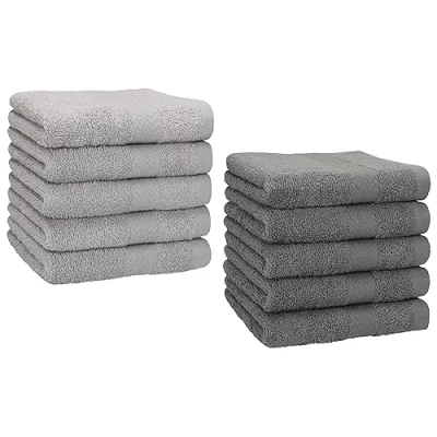 Immagine di Betz Set di 10 lavette Premium misura 30 x cm 100% cotone colore grigio antracite e argento