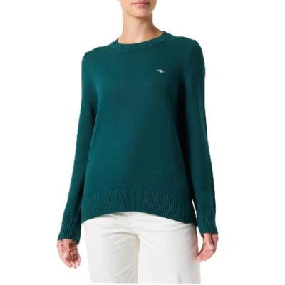 Immagine di GANT Classico Cotone C Neck Pullover, Verde Bosco, XL Donna