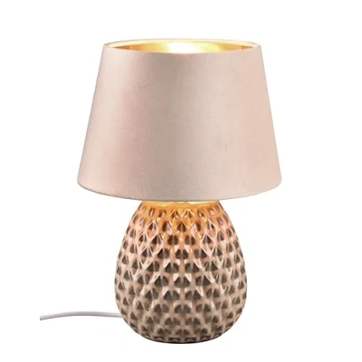 Immagine di Reality Lampada da tavolo Ariana R51531944, base in ceramica beige, paralume velluto beige/color oro, escl. 1x E27