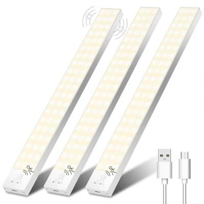 Immagine di Ylatoial Luce Armadio LED con Sensore di Movimento, 4 Modalità Sottopensile Cucina, USB Lampada Ricaricabile, Senza Fili Luci Notturna per Cucina Scale Corridoio Garage