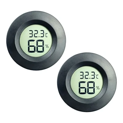 Immagine di ZHITING Mini Termometro Digitale, Monitor LCD Misuratore di Umidità per Interni Esterni Umidificatori Deumidificatori Serra Seminterrato Babyroom Fahrenheit o Celsius (Black 2 PCS)