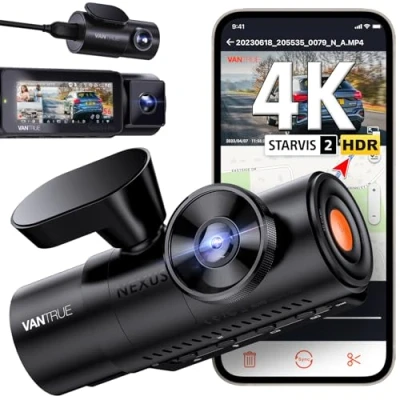 Immagine di VANTRUE N4 Pro 4K +1080P+1080P 3 Lent STARVIS 2 Sensor Dash Cam, 5GHz WiFi GPS Telecamera per Auto, 3xHDR IR Dashcam Controllo Vocale 24h. Modalità di Parcheggio Buffer, 3.19 IPS Max 512G