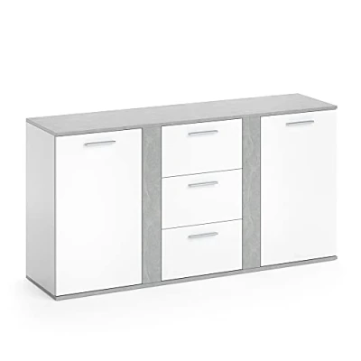 Immagine di Vicco cassettiera per camera da letto Novelli, Bianco/Calcestruzzo, 155 x 80 cm con cassetti
